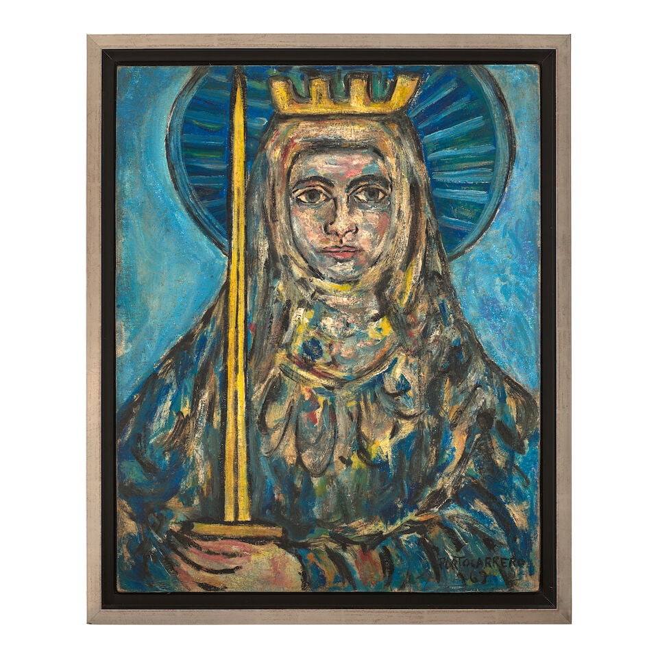 RENÉ PORTOCARRERO (1912-1985) Santa Bárbara 19 4/5 x 16 in (50.5 x 40.7cm) (Painted in... - 2