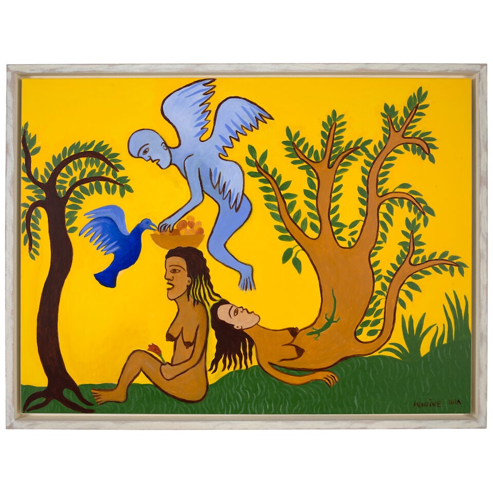 MANUEL MENDIVE (B. 1944) El angel alimenta 29 3/4 x 39 3/4 in (75.4 x 101 cm) (Painted in 2024) - 2