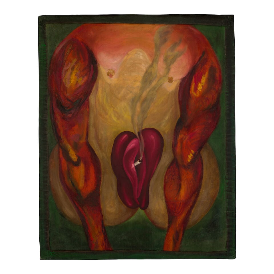 ANA ALBERTINA (B. 1963) Estas completa 45 5/8 x 36 1/4 in (115.9 x 92.1 cm) (Painted in 1989): ANA ALBERTINA (B. 1963) Estas completa oil and fabric collage on canvas 45 5/8 x 36 1/4 in (115.9 x 92.1 cm) Painted in 1989 Footnotes: This work is accompanied by a certificate of authenticity signed