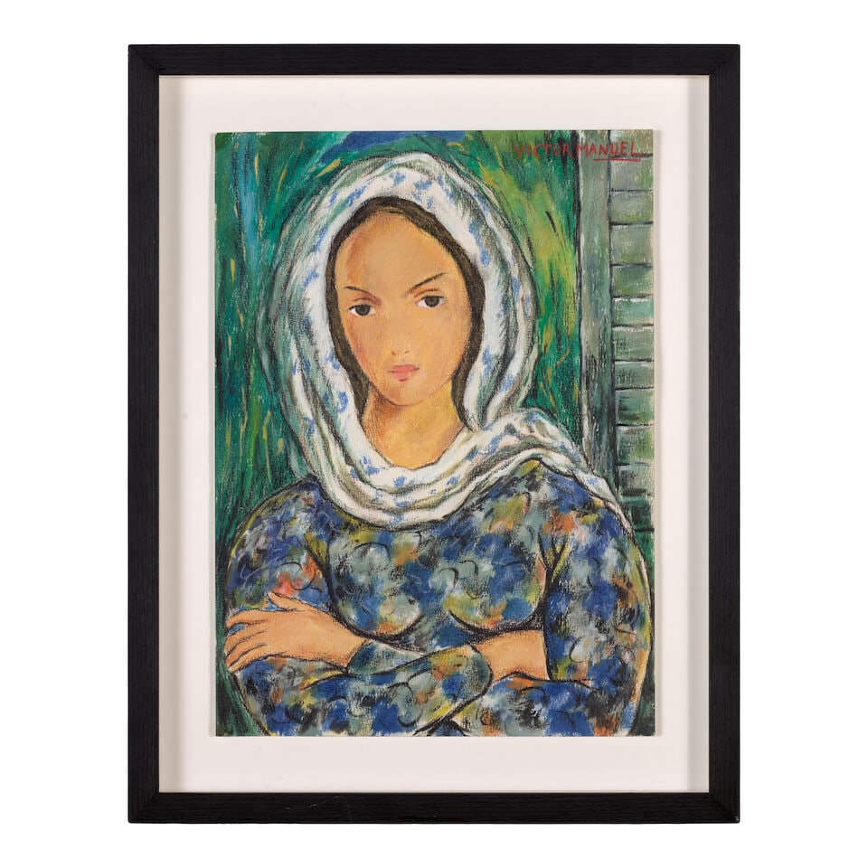 VÍCTOR MANUEL (1897-1969) Mujer con manto blanco 14 1/4 x 10 1/2 in (37.5 x 27 cm) () - 2