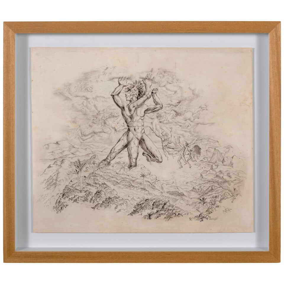 LUIS MARTÍNEZ PEDRO (1910-1989) Paisajes, figuras y ritos 16 3/8 x 19 3/8 in (41.5 x 49.3 c... - 2