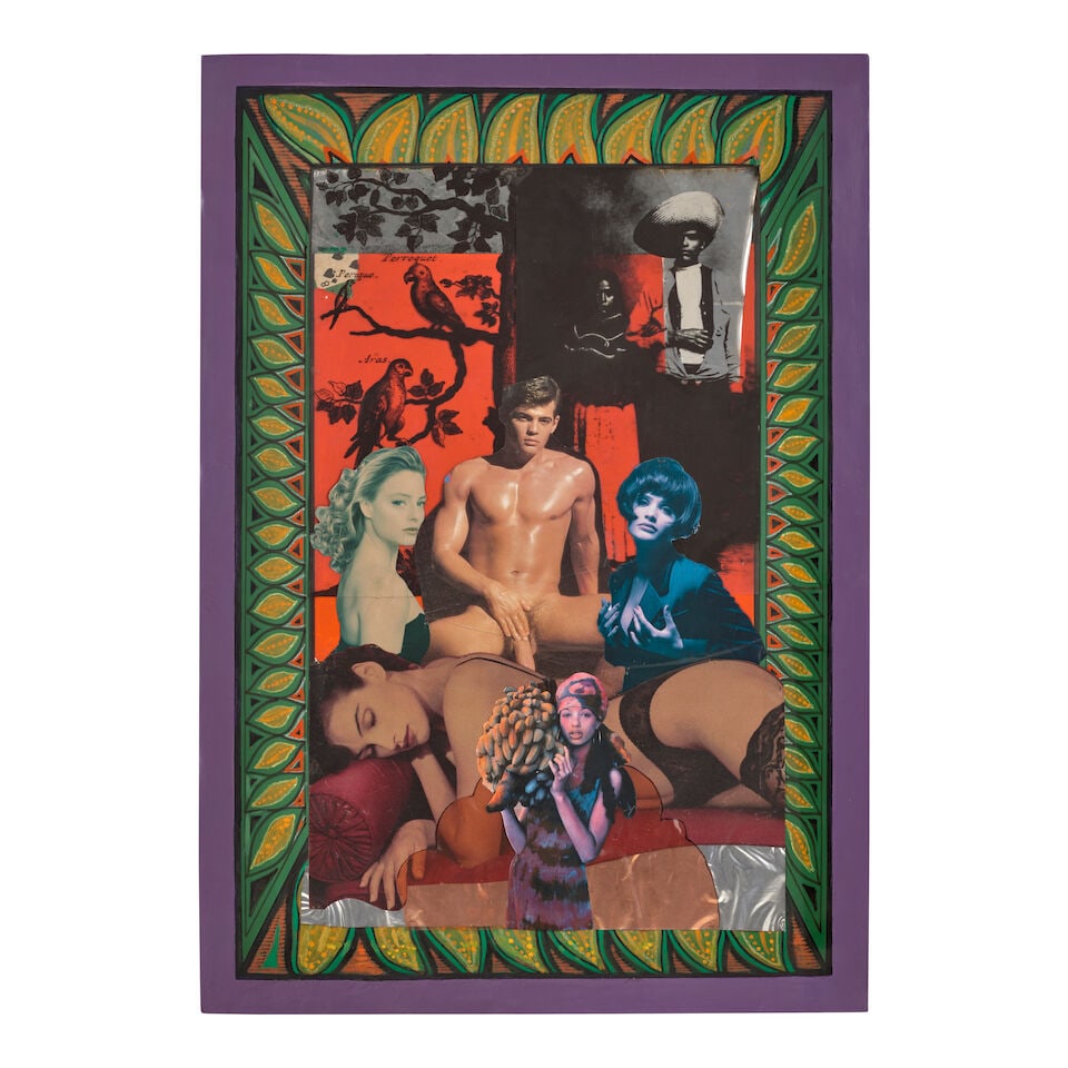 RAÚL MARTÍNEZ (1927-1995) La Conquista (from the series ¡Oh America! #4) 39 1/4 x...: RAÚL MARTÍNEZ (1927-1995) La Conquista (from the series ¡Oh America! #4) signed, inscribed and dated 'Raul Martinez - Habana - 1992 de la serie la conquista ¡OH, AMERICA! #4' (on t