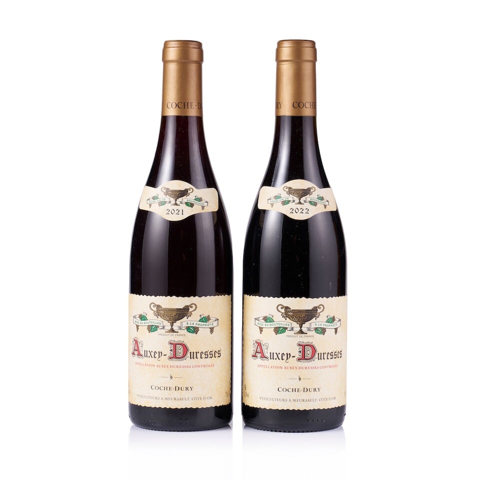 Coche-Dury, Auxey-Duresses, 2021 & 2022 (2 x 750ml): Coche-Dury, Auxey-Duresses, 2021 (1 x 750ml) Region: Burgundy Fill Level: excellent Capsule: ok Cork: ok Label: excellent appearance Coche-Dury, Auxey-Duresses, 2022 (1 x 750ml) Region: Burgundy Fill