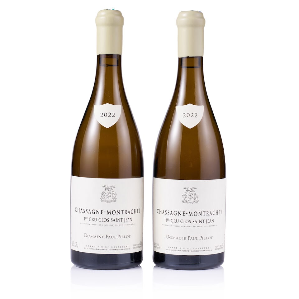 Paul Pillot, Chassagne-Montrachet 1er Cru, Clos Saint Jean, 2022 (2 x 750ml): Paul Pillot, Chassagne-Montrachet 1er Cru, Clos Saint Jean, 2022 (2 x 750ml) Region: Burgundy Fill Level: excellent Capsule: white wax, ok Cork: ok Label: excellent appearance Packaging: neutral carto