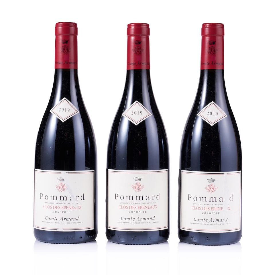 Comte Armand, Pommard 1er Cru, Clos des Epeneaux Monopole, 2019 (3 x 750ml): Comte Armand, Pommard 1er Cru, Clos des Epeneaux Monopole, 2019 (3 x 750ml) Region: Burgundy Fill Level: excellent Capsule: ok Cork: ok Label: 2x very slightly stained, 1x excellent appearance Packagi