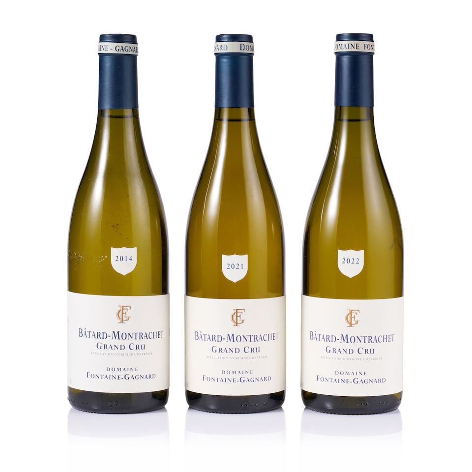 Domaine Fontaine-Gagnard, Bâtard-Montrachet Grand Cru, 2014, 2021 & 2022 (3 x 750ml): Domaine Fontaine-Gagnard, Bâtard-Montrachet Grand Cru, 2021 (1 x 750ml) Region: Burgundy Fill Level: excellent Capsule: ok Cork: ok Label: excellent appearance Domaine Fontaine-Gagnard, Bât