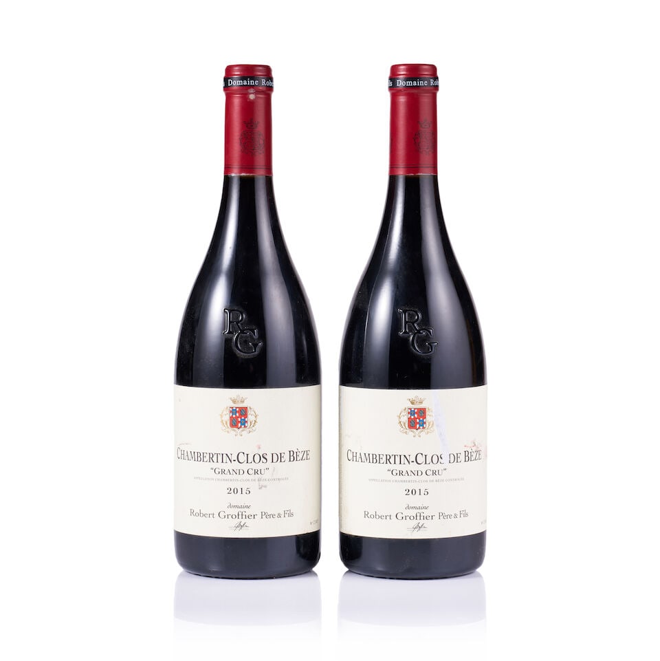 Robert Groffier Père & Fils, Chambertin-Clos de Bèze Grand Cru, 2015 (2 x 750ml): Robert Groffier Père & Fils, Chambertin-Clos de Bèze Grand Cru, 2015 (2 x 750ml) Region: Burgundy Fill Level: excellent Capsule: ok Cork: ok Label: 2x marked and stained Packaging: neutral c