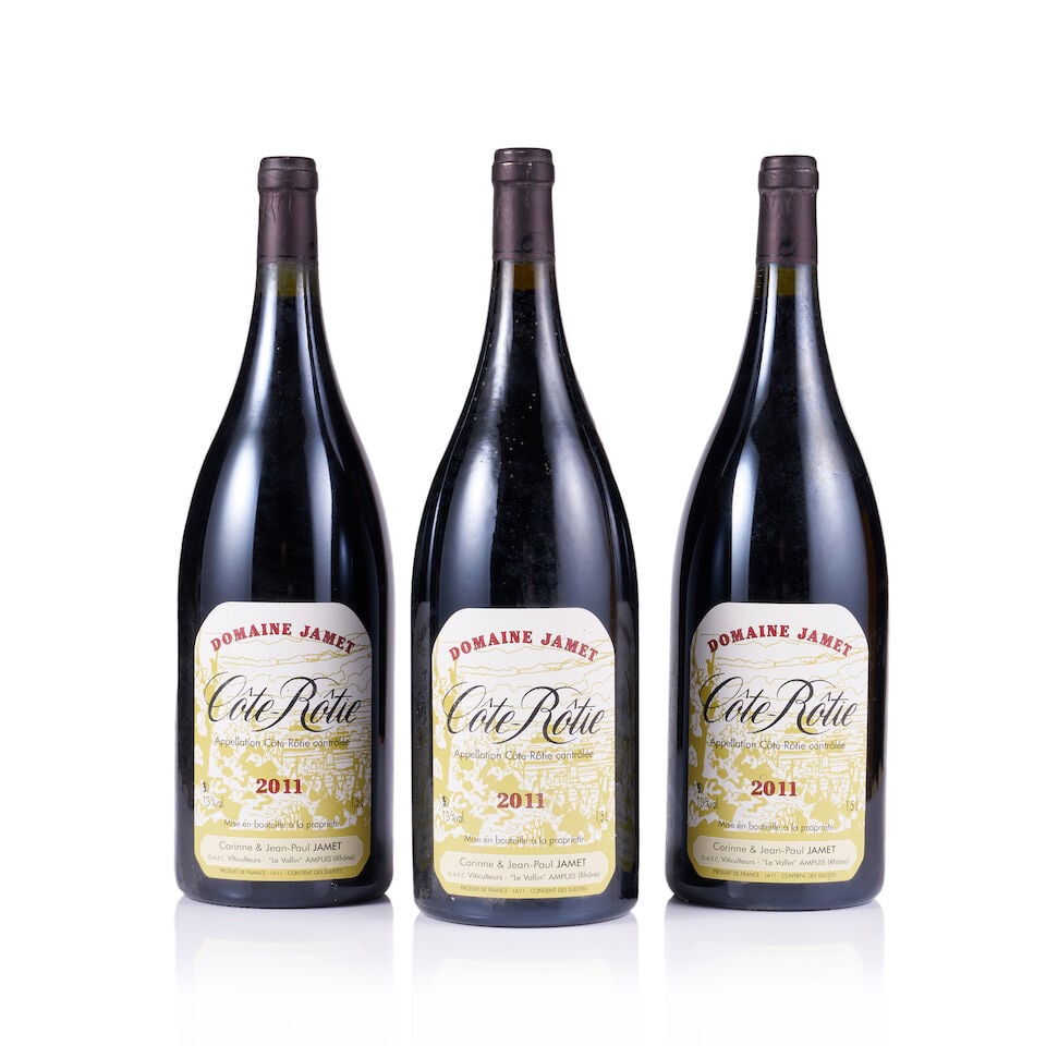 Domaine Jamet, Côte-Rôtie, 2011 (3 x Magnum): Domaine Jamet, Côte-Rôtie, 2011 (3 x Magnum) Region: Rhône Valley Fill Level: excellent Capsule: ok Cork: ok Label: excellent appearance Packaging: neutral carton For further informatio