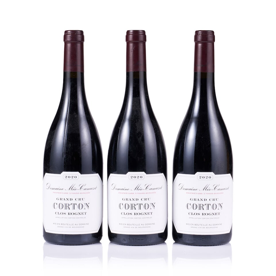 Domaine Méo-Camuzet, Corton Grand Cru, Clos Rognet, 2020 (3 x 750ml): Domaine Méo-Camuzet, Corton Grand Cru, Clos Rognet, 2020 (3 x 750ml) Region: Burgundy Fill Level: excellent Capsule: ok Cork: ok Label: excellent appearance Packaging: neutral carton For further