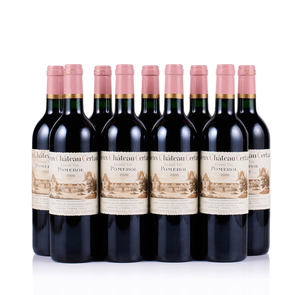 Vieux Château Certan, Pomerol, 2000 (9 x 750ml): Vieux Château Certan, Pomerol, 2000 (9 x 750ml) Region: Bordeaux Fill Level: 9x into neck Capsule: ok Cork: 5x ok, 4x slightly depressed Label: 1x stained and bin-soiled, 8x excellent appearance