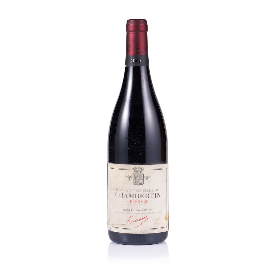 Domaine Trapet Père & Fils, Chambertin, 2015 (1 x 750ml): Domaine Trapet Père & Fils, Chambertin, 2015 (1 x 750ml) Region: Burgundy Fill Level: excellent Capsule: ok Cork: ok Label: stained, bin-soiled and marked Packaging: neutral carton For further in