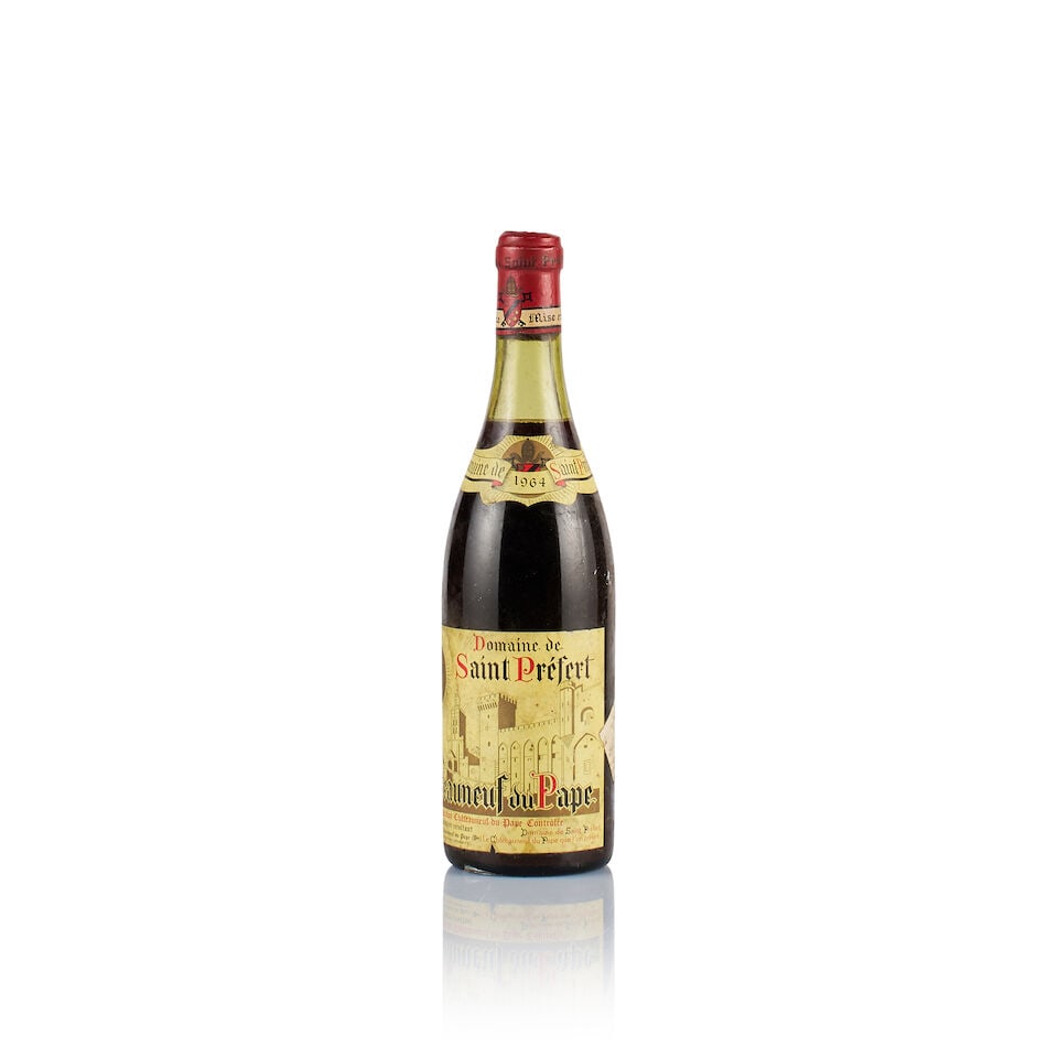Domaine de Saint Préfert, Châteauneuf-du-Pape, 1964 (1 x 750ml): Domaine de Saint Préfert, Châteauneuf-du-Pape, 1964 (1 x 750ml) Region: Rhône Valley Fill Level: under 3.5cm below base of capsule Capsule: slightly swollen Cork: slightly depressed Lab