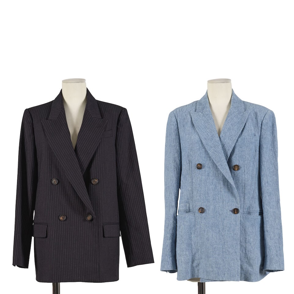 Brunello Cucinelli. Deux vestes croisées, l'une en lainage à rayures tennis, l'autre e... (1 of 3)