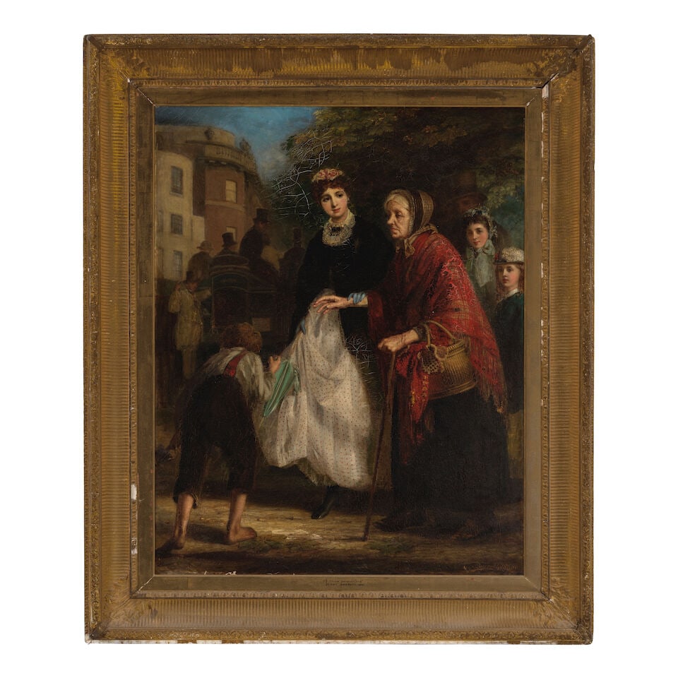 Jerry Barrett (British, 1824-1906) Three Generations (framed 139.0 x 117.0 x 10.0 cm (54.7 x 46....: Jerry Barrett (British, 1824-1906) Three Generations signed and dated 'J. Barnett 1866' (lower right) oil on canvas 111.8 x 86.4 cm (44 x 34in). framed 139.0 x 117.0 x 10.0 cm (54.7 x 46.0 x 3.9