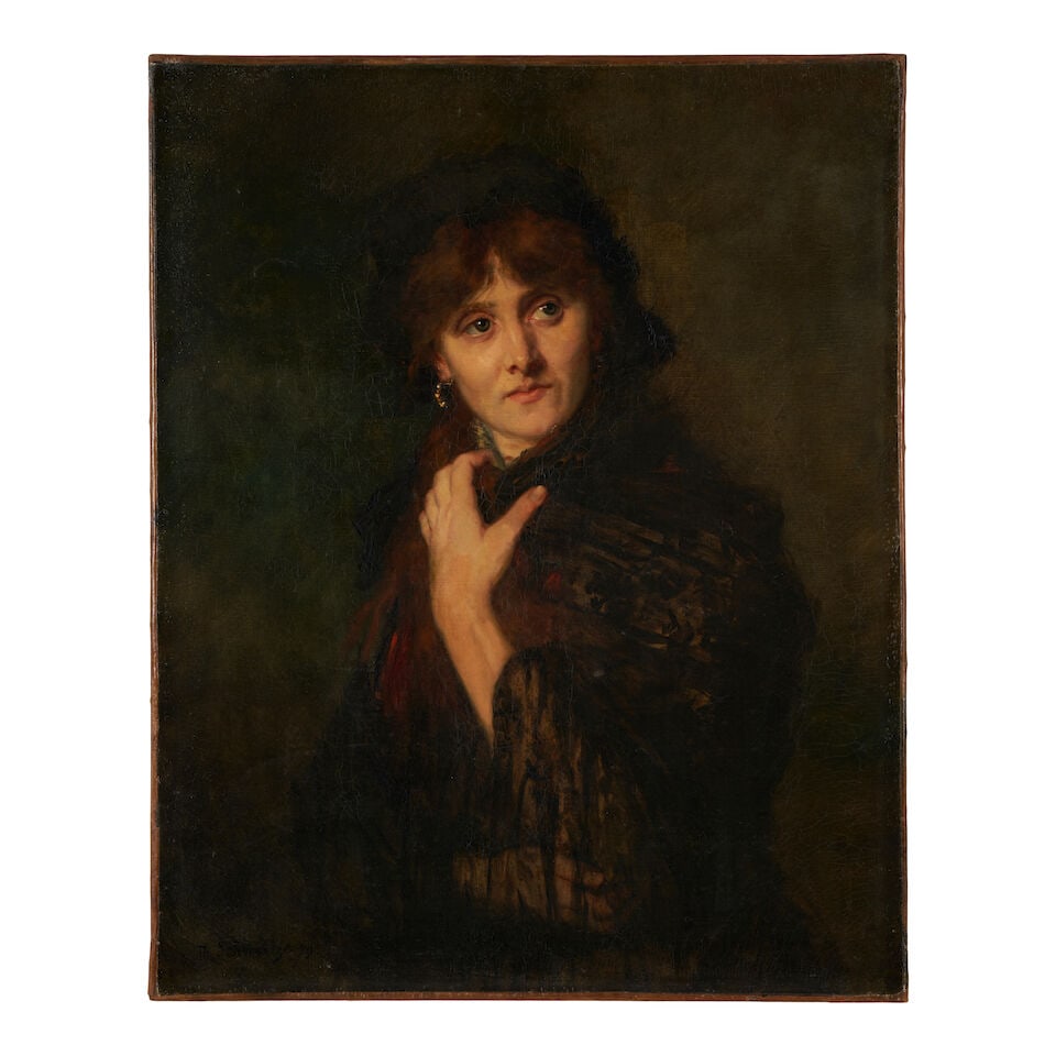 Therese Schwartze (Dutch, 1852-1918) Portrait of a Lady in Black (unframed) (1 of 3)