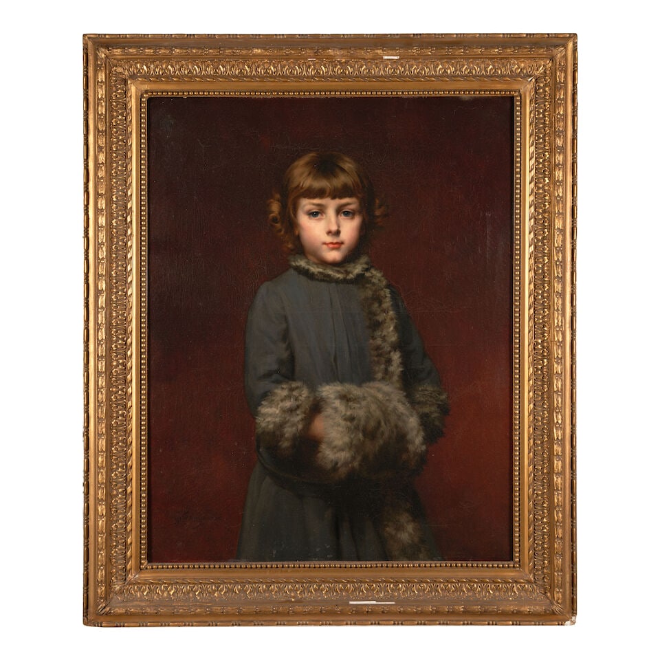 Gaston Casimir Saint-Pierre (French, 1833-1916) Portrait of a Young Girl with a Muff and Fur-Tri... (1 of 4)