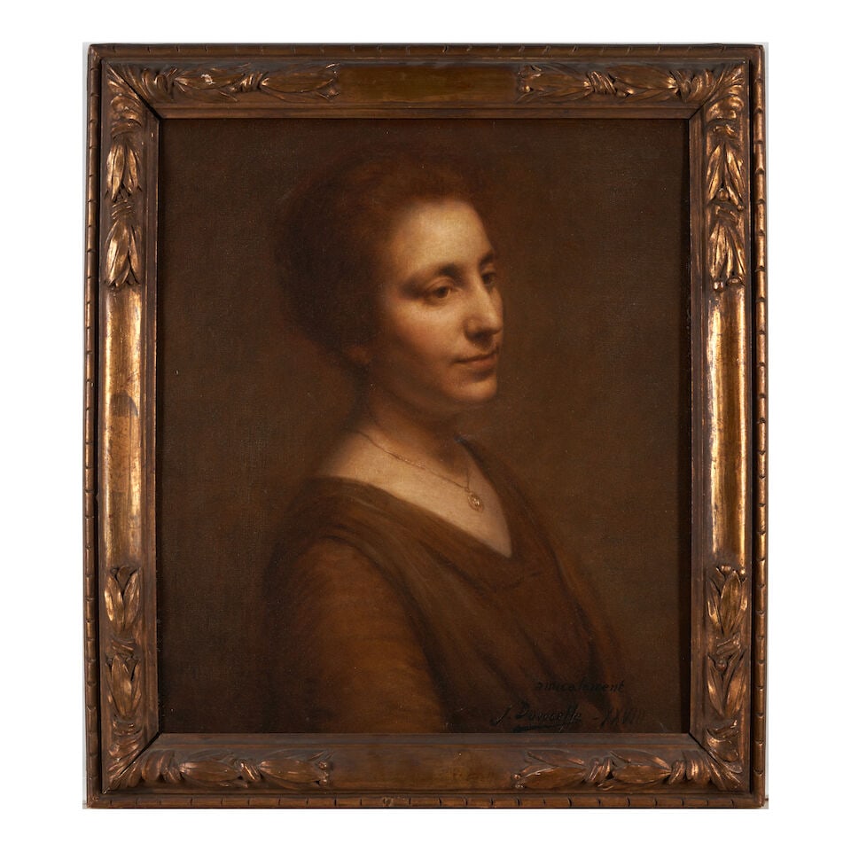 Julien Duvocelle (French, 1873-1961) Portrait of a Lady in Brown (framed 64.5 x 57.0 x 2.0 cm (2... (1 of 4)