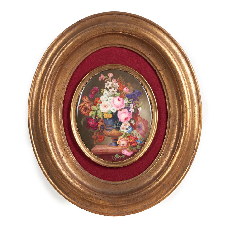 Polychrome Painted Oval Porcelain Plaque, France, 18th century, (1 of 1)