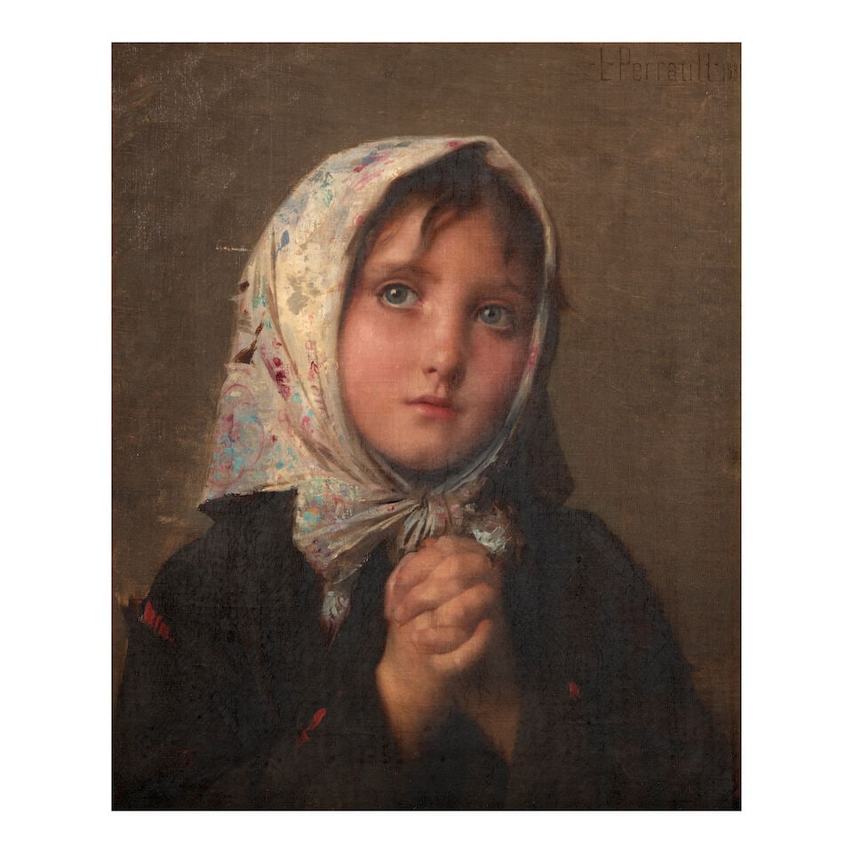 Leon Jean Basile Perrault (French, 1832-1908) Supplication (framed 65.0 x 57.0 x 7.0 cm (25 9/16... (1 of 4)