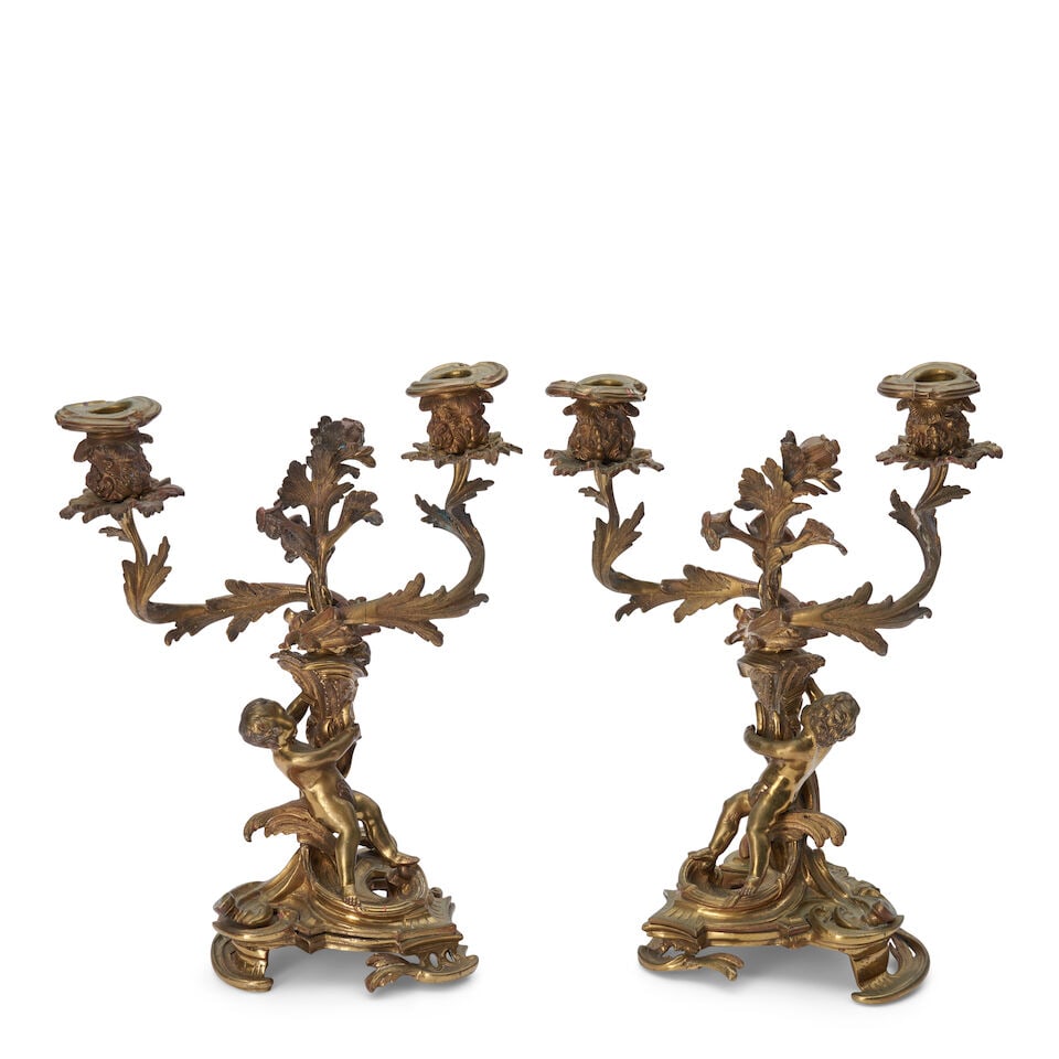 Pair of Bronze Two-light Candelabra, France, 19th century, (1 of 1)