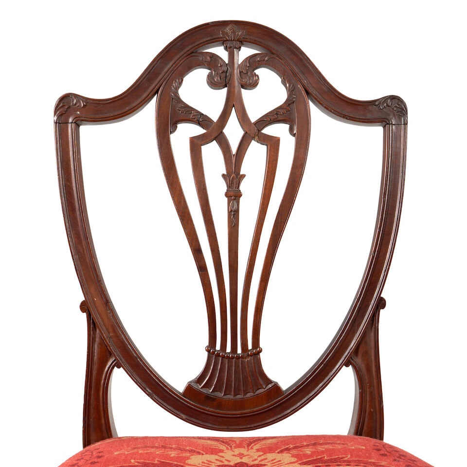 Pair of Hepplewhite Mahogany Side Chairs, America, late 18th century, - 2