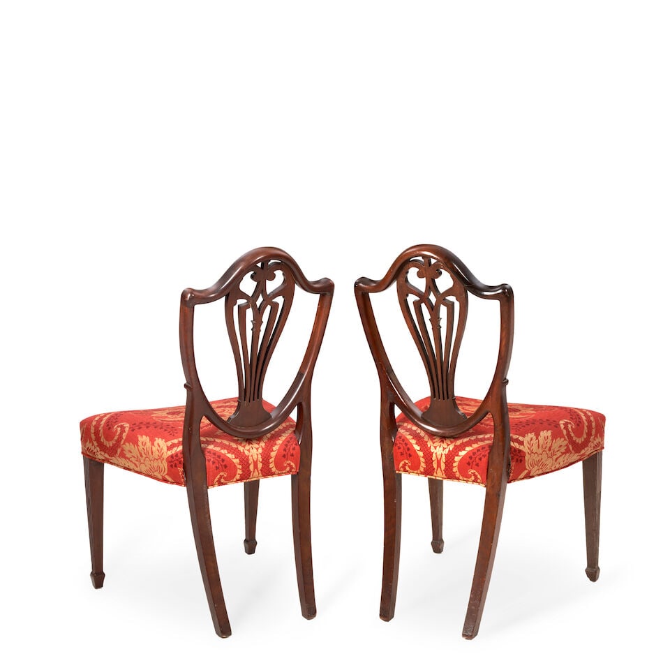 Pair of Hepplewhite Mahogany Side Chairs, America, late 18th century, - 4