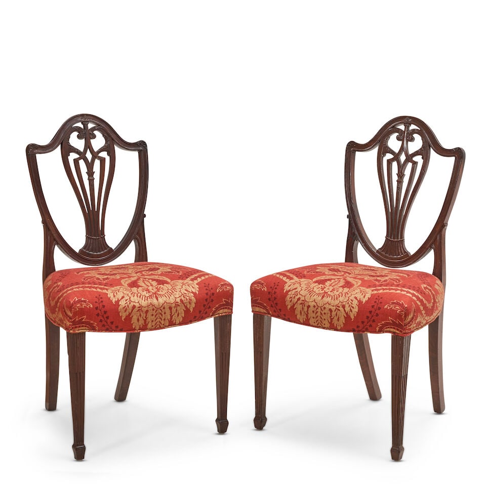 Pair of Hepplewhite Mahogany Side Chairs, America, late 18th century, - 5