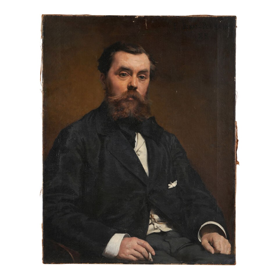 Edouard Debat-Ponsan (French, 1847-1913) Portrait of a Bearded Man in a Dark Suit with a Cigaret... (1 of 2)
