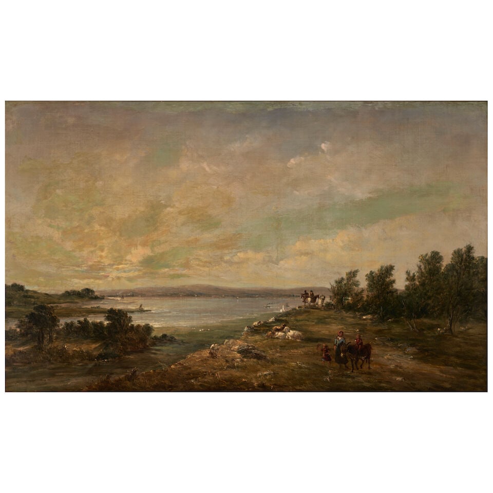 Alfred Vickers Sr. (British, 1786-1868) A Cliffside View (framed 77.5 x 117.5 x 6.4 cm (30 1/2 x...: Alfred Vickers Sr. (British, 1786-1868) A Cliffside View signed 'A Vickers' (lower left) oil on canvas 61.3 x 101.9 cm (24 1/8 x 40 1/8 in). framed 77.5 x 117.5 x 6.4 cm (30 1/2 x 46 3/8 x 2 1/2 in).