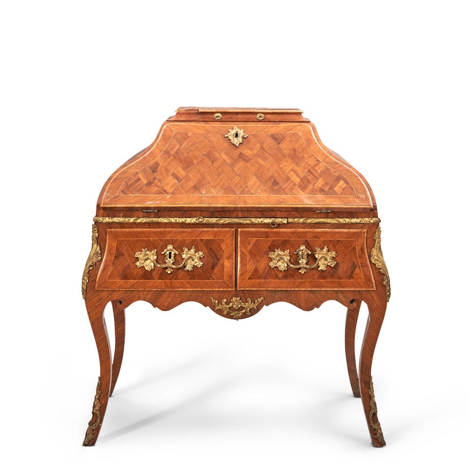 A Swedish Ormolu-mounted Tulipwood and Parquetry Bureau, mid-18th century, (1 of 3)