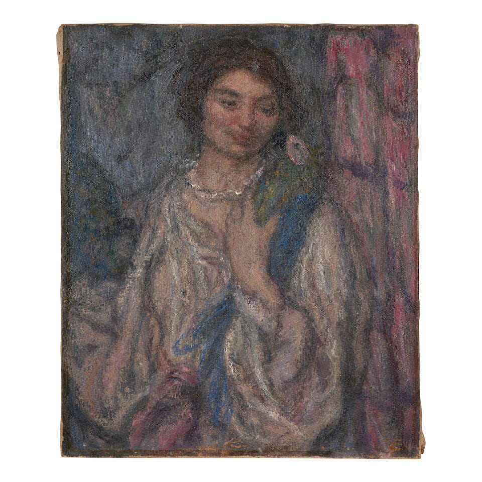 Edmond François Aman-Jean (French, 1860-1935) Girl with Parrot (unframed) (1 of 2)