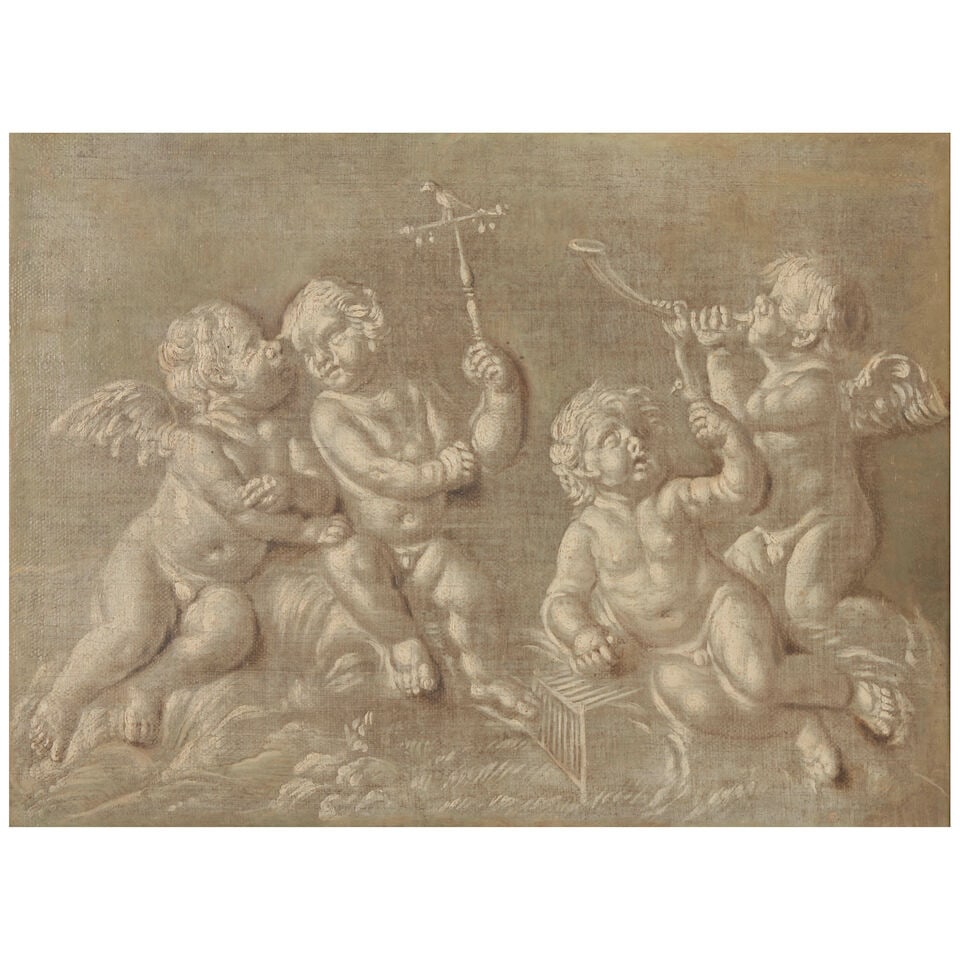 French School (18th century) Four Putti Merrymaking in a Landscape (framed 46.0 x 56.0 x 4.0 cm ... - 3