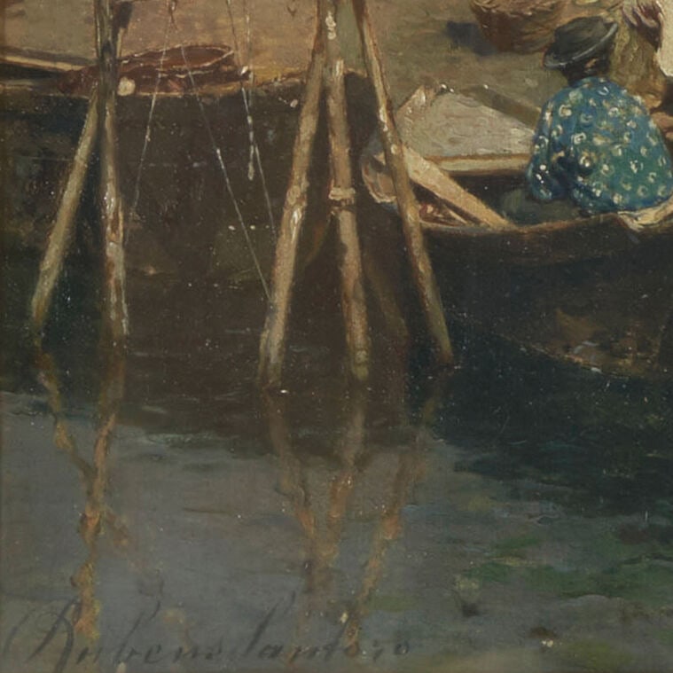 Rubens Santoro (Italian, 1859-1942) Women Doing the Washing (framed 67.0 x 54.0 x 9.0 cm (26 3/8... - 2