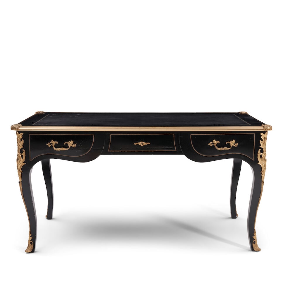 Louis XVI-style Bronze Mounted and Ebonized Bureau Plat, France, late 19th century, (1 of 2)