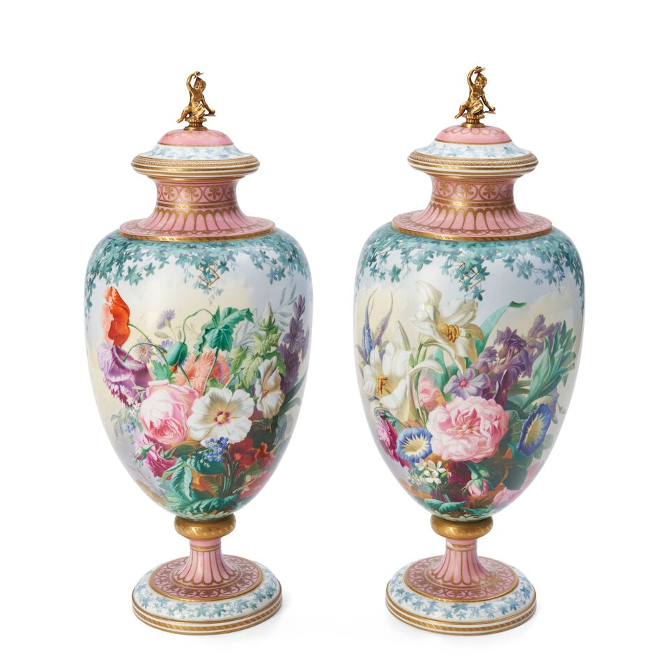 Pair of Copeland Porcelain Exhibition Vases and Covers, England, c. 1862, (1 of 1)
