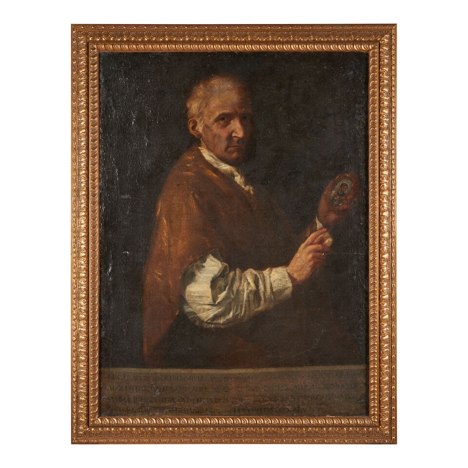 Spanish School (17th/18th Century) Portrait of a Man in Robes, Possibly Saint Francis Jerome (fr...: Spanish School (17th/18th Century) Portrait of a Man in Robes, Possibly Saint Francis Jerome inscribed indistinctly in Latin (along the lower edge) oil on canvas 99.0 x 73.5 cm (39 x 28 15/16 in). fr
