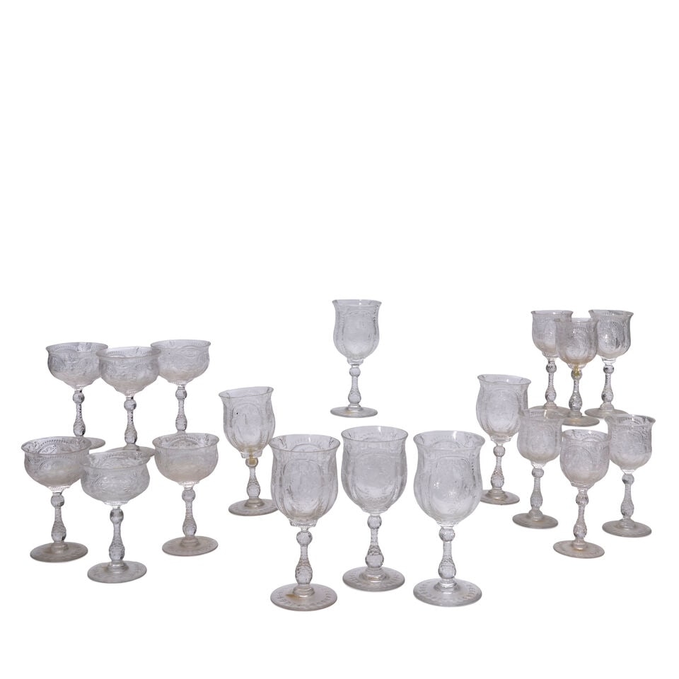 Forty-piece Webb Glass Stemware, England, 20th century, (1 of 1)