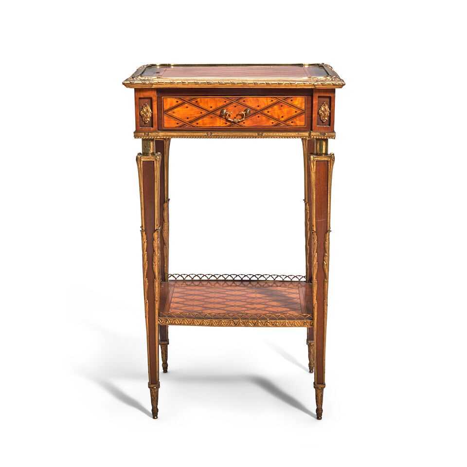 An English Gilt Bronze Mounted and Parquetry Occasional Table, (1 of 2)