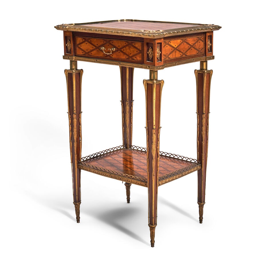 An English Gilt Bronze Mounted and Parquetry Occasional Table, - 2