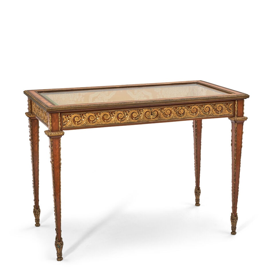A French Ormolu Mounted Mahogany Vitrine Table, last quarter 19th century, (1 of 2)