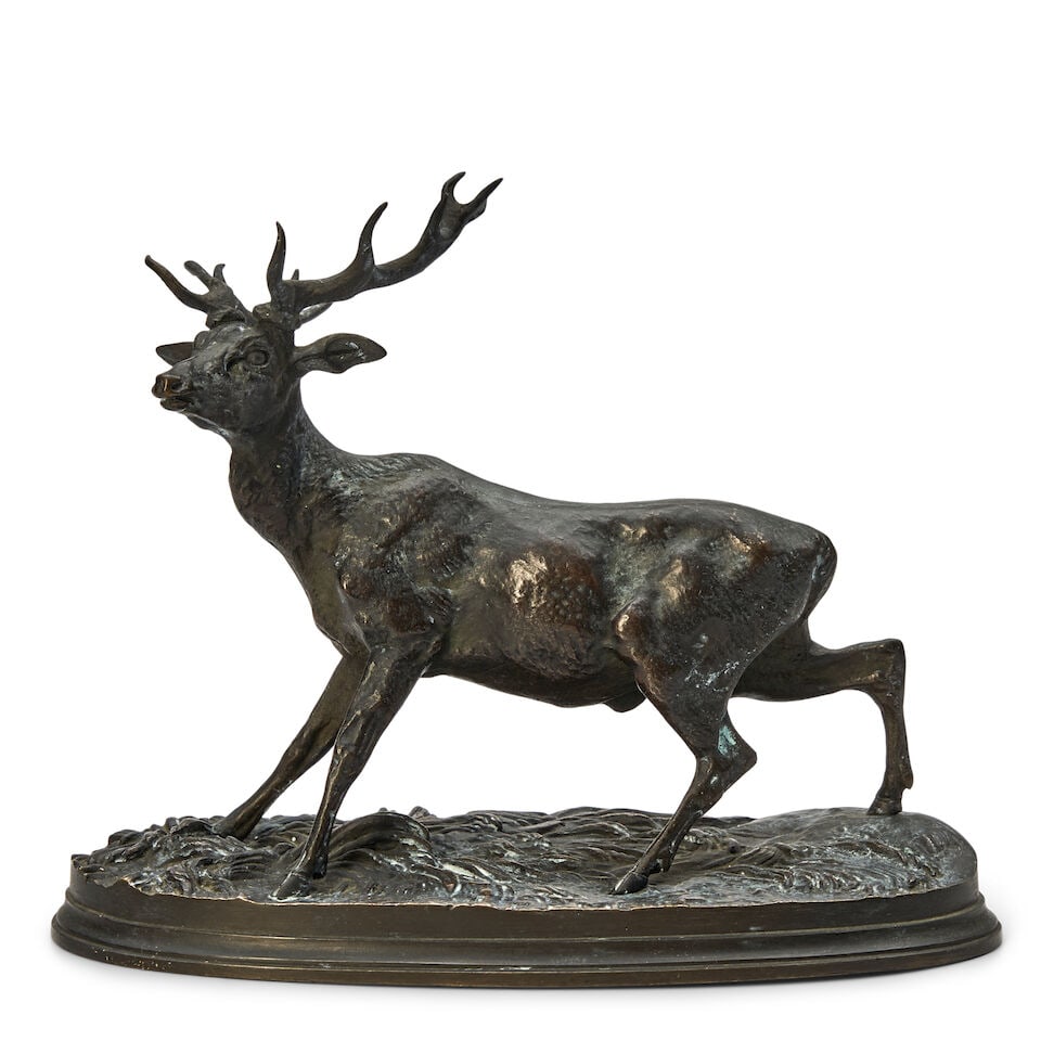 After Pierre-Jules Mene (French, 1810-1879) Bronze Model of a Stag, (1 of 2)