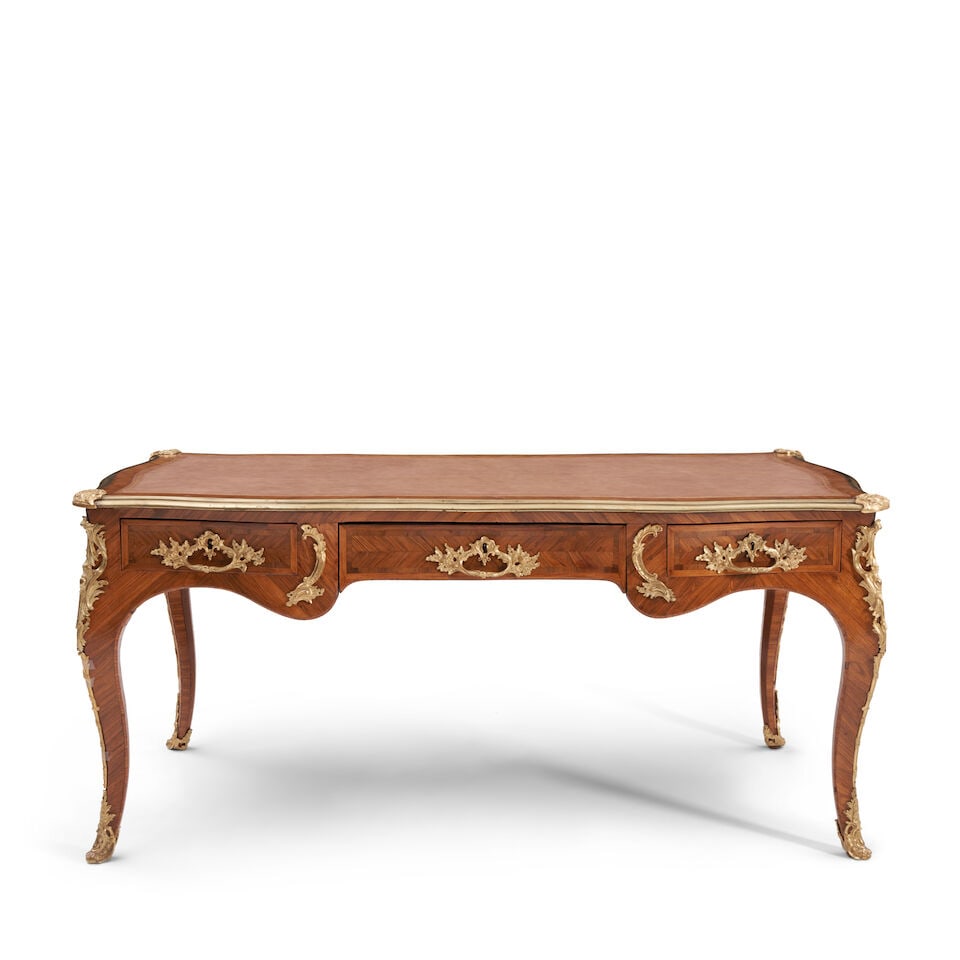 Louis XV Ormolu Mounted Tulipwood Bureau Plat, France, 18th century, (1 of 2)