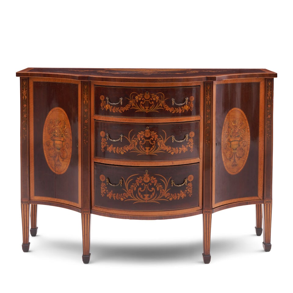 George III Style Inlaid Mahogany Kingwood and Marquetry Commode, England, late 19th century, (1 of 1)