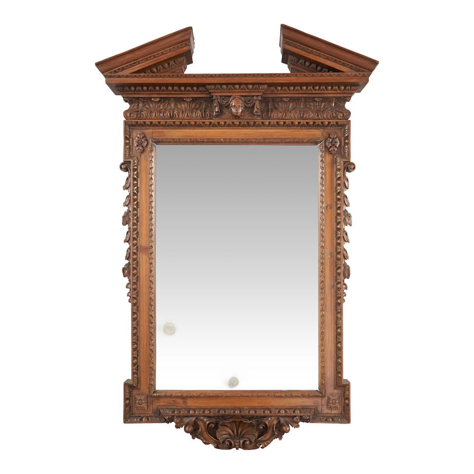 A George II Carved Pine Mirror, England, 18th century, (1 of 1)