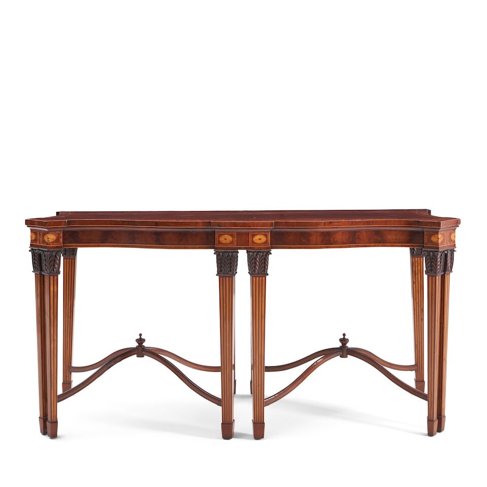 Georgian Inlaid Mahogany Serpentine-Front Serving Table, England, late 18th century, (1 of 2)