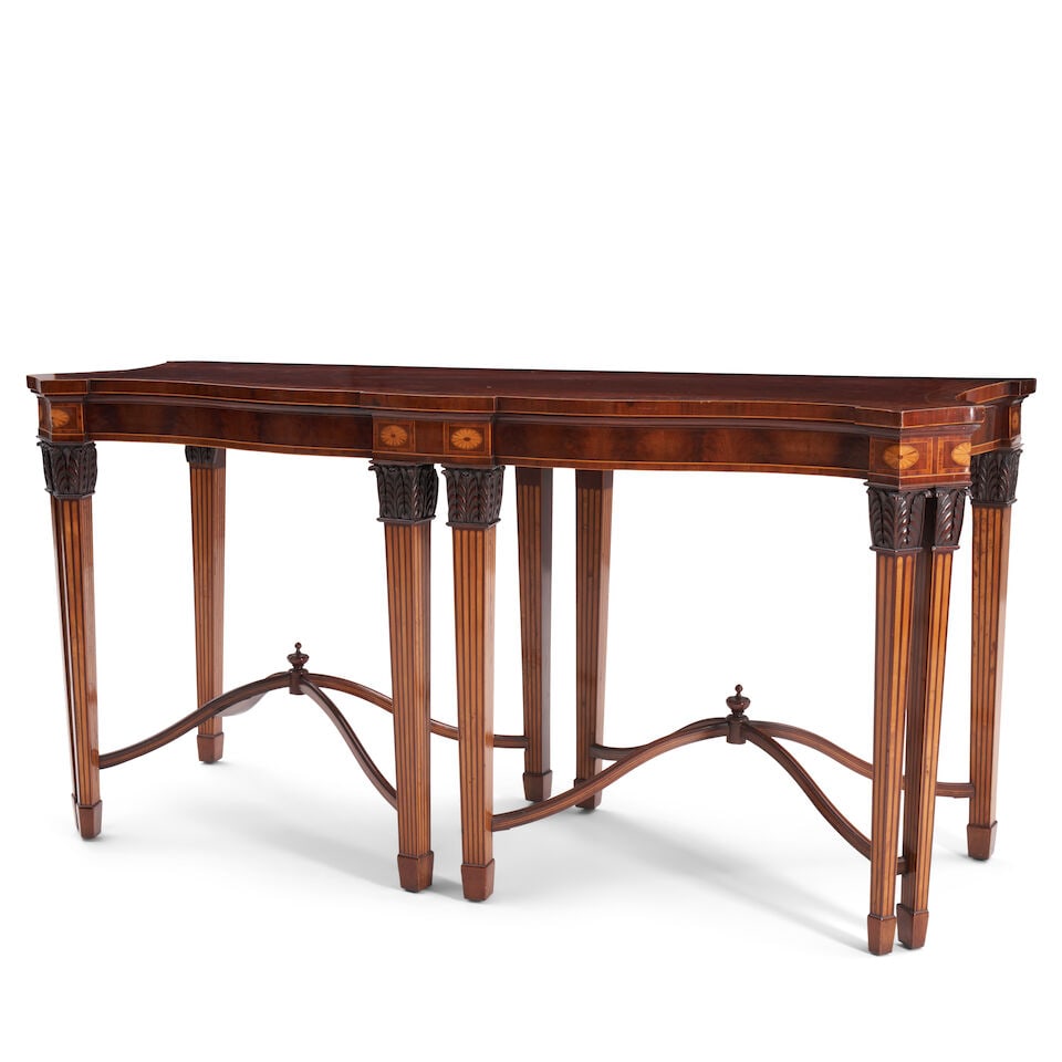 Georgian Inlaid Mahogany Serpentine-Front Serving Table, England, late 18th century, - 2