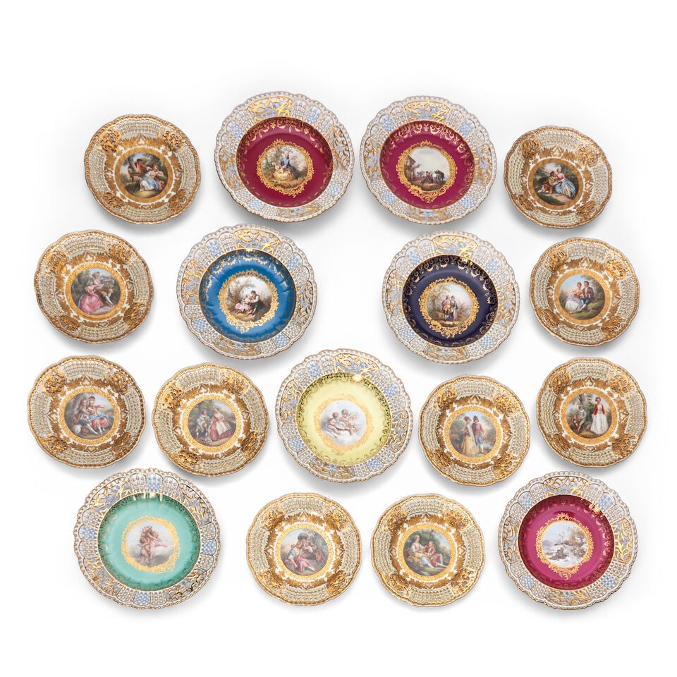 Eighteen German Porcelain Plates, late 19th century, (1 of 1)