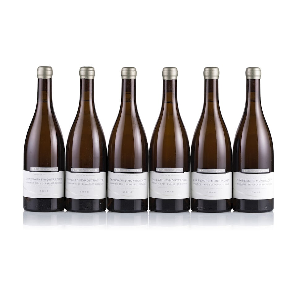 Bruno Colin, Chassagne-Montrachet 1er Cru, Blanchot-Dessus, 2018 (6 x 750ml): Bruno Colin, Chassagne-Montrachet 1er Cru, Blanchot-Dessus, 2018 (6 x 750ml) Region: Burgundy Fill Level: excellent Capsule: grey wax, ok Cork: ok Label: good appearance Packaging: neutral