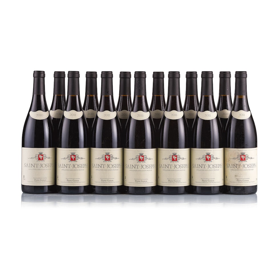 Pierre Gonon, Saint-Joseph, Red, 2010 & 2011 (13 x 750ml): Pierre Gonon, Saint-Joseph, Red, 2010 (1 x 750ml) Region: Rhone Valley Fill Level: excellent Capsule: ok Cork: ok Label: good appearance Packaging: neutral carton Pierre Gonon, Saint-Joseph, Red,