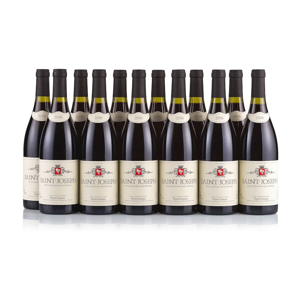 Pierre Gonon, Saint-Joseph, Red, 2016 (12 x 750ml): Pierre Gonon, Saint-Joseph, Red, 2016 (12 x 750ml) Region: Rhone Valley Fill Level: excellent Capsule: ok Cork: ok Label: excellent appearance Packaging: original carton This lot is subject to the